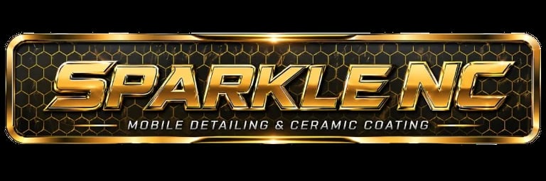 Sparkle NC gold logo with hexagon pattern for mobile detailing and ceramic coating services